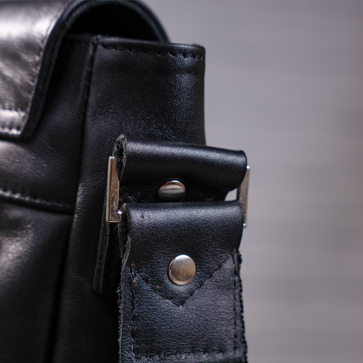 Leather Bag SHVIGEL 00858 Black Natural Leather Handmade in Ukraine