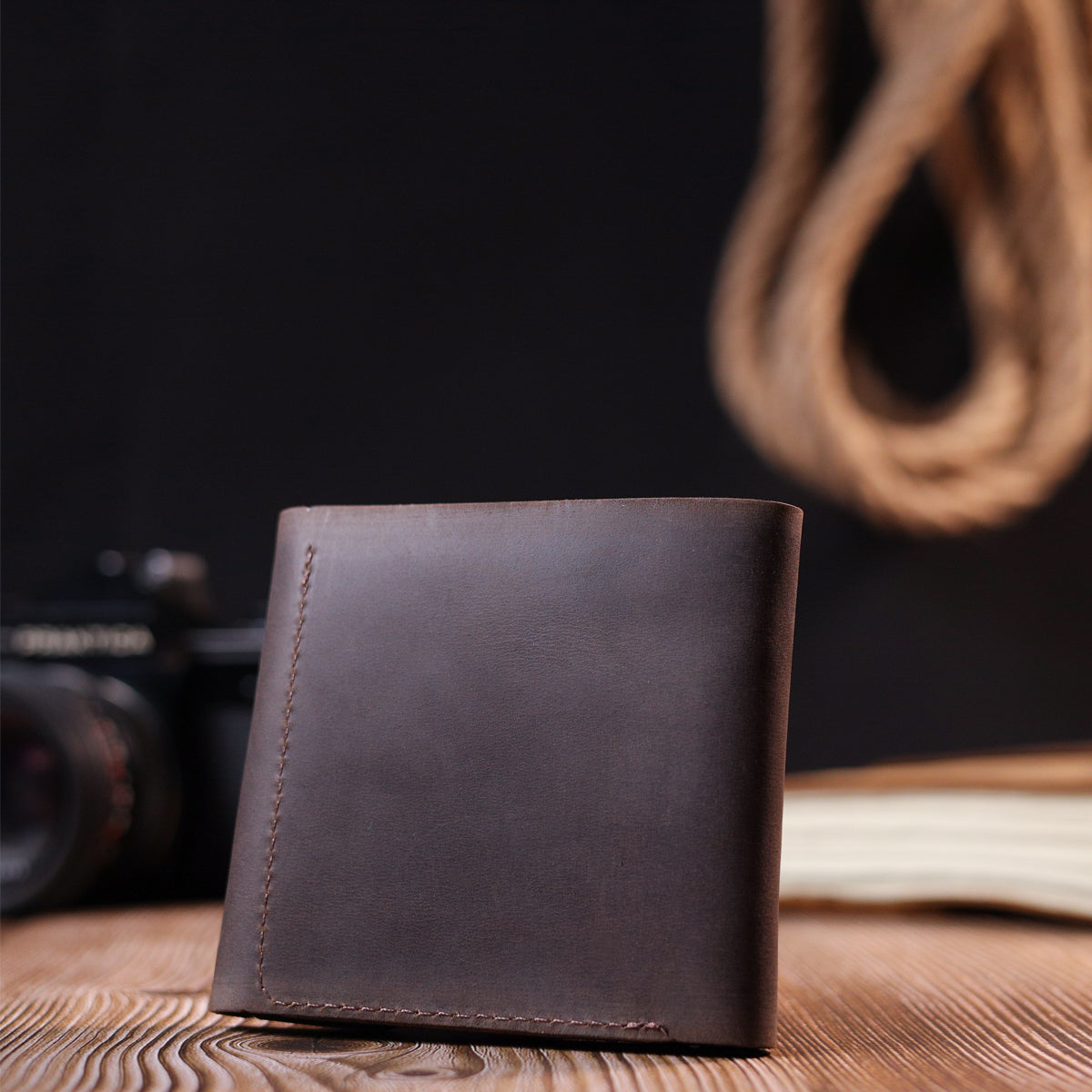 Vintage Leather Wallet SHVIGEL 16613 Brown Handmade from Natural Leather