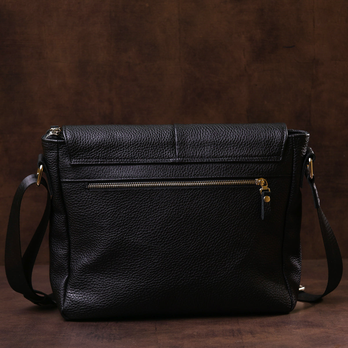 Black SHVIGEL Leather Bag 00797 - Premium Quality Natural Leather, Made in Ukraine