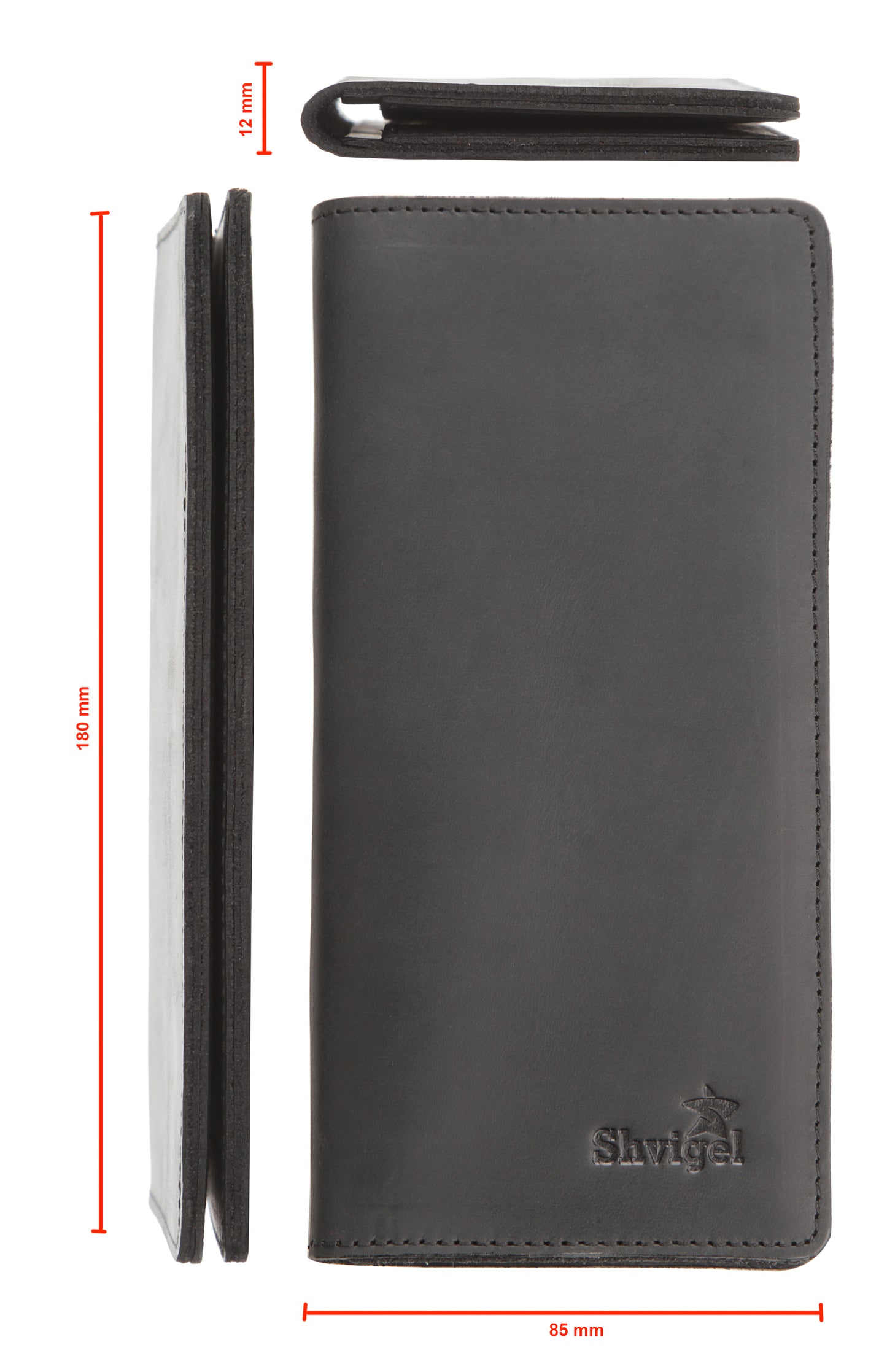 Vintage Leather Wallet SHVIGEL 13794 Black Natural Leather Made in Ukraine