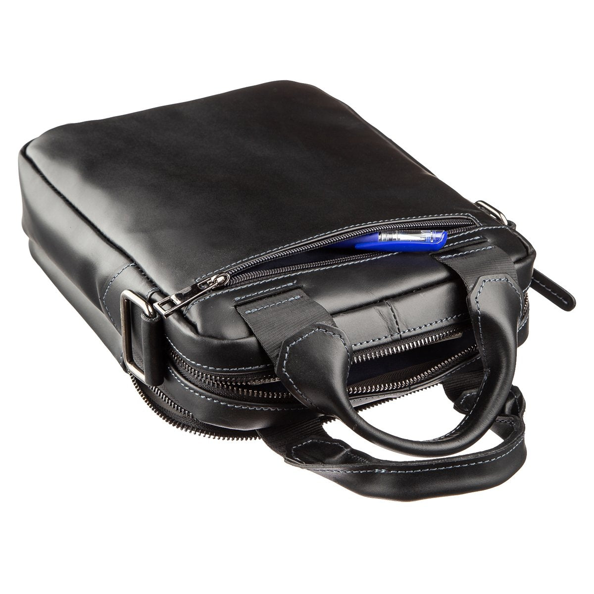 Men's Bag SHVIGEL 11184 Black Smooth Leather Natural Skin High-Quality Design