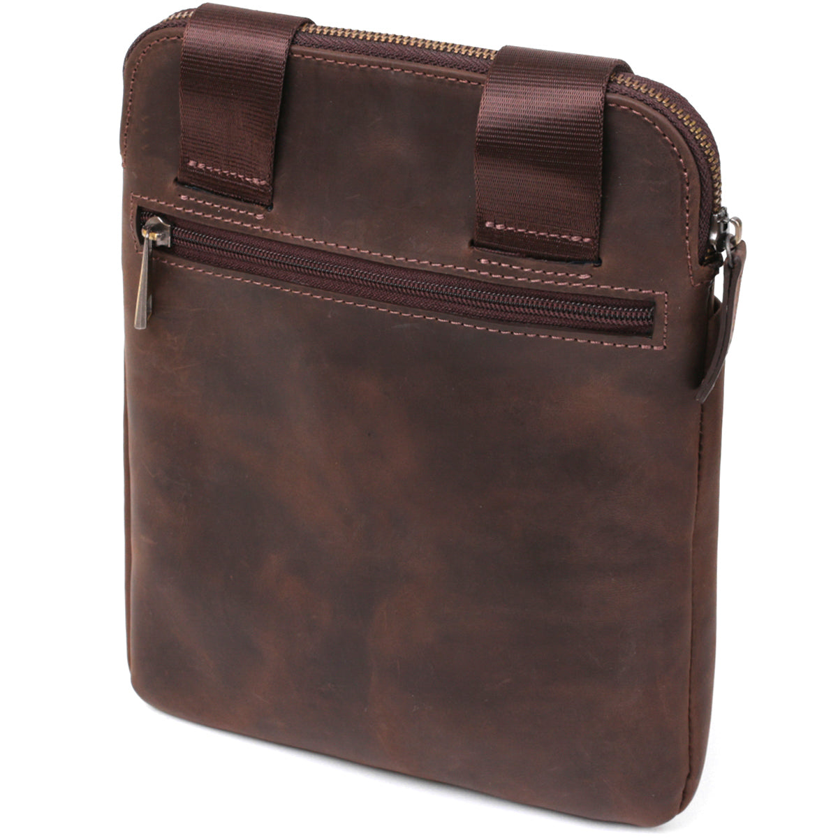 Stylish Men's Vintage Leather Messenger Bag SHVIGEL 11180 Brown, Genuine Leather