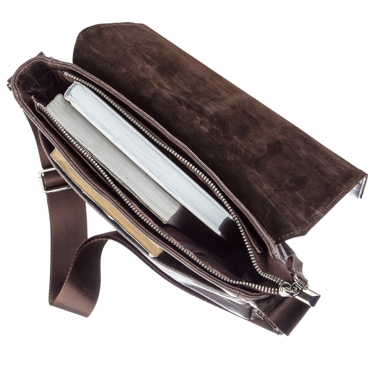 Leather Messenger Bag SHVIGEL 00795 Brown Natural Leather Handmade in Ukraine
