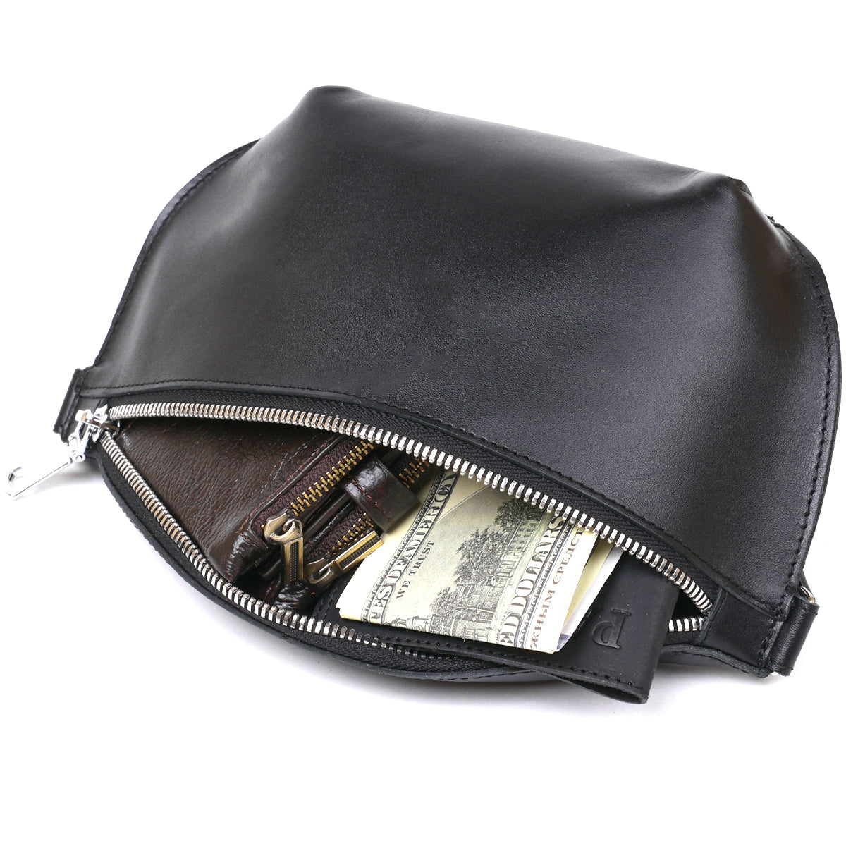Leather Universal Women's Fanny Pack SHVIGEL 16383 Black Genuine Leather