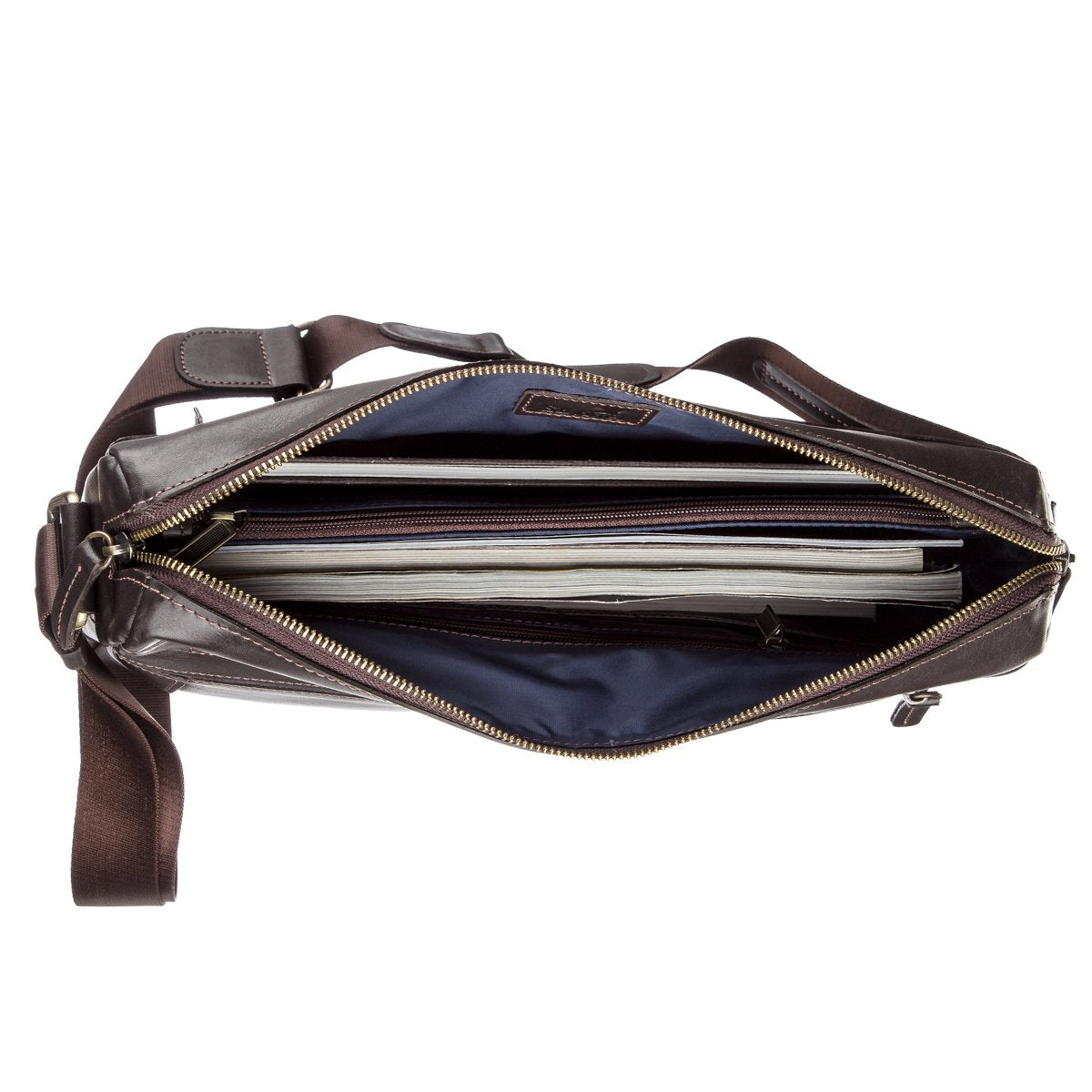 Leather Business Men's Shoulder Bag SHVIGEL 11251 Brown Genuine Leather Material