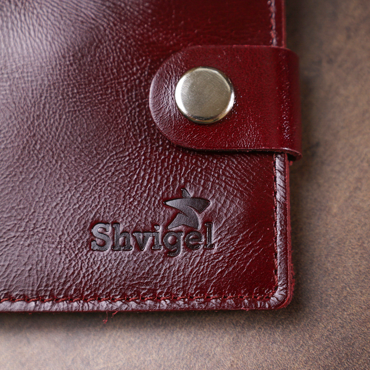 Stylish Leather Wallet SHVIGEL 16442 Burgundy Natural Leather Quality Finish