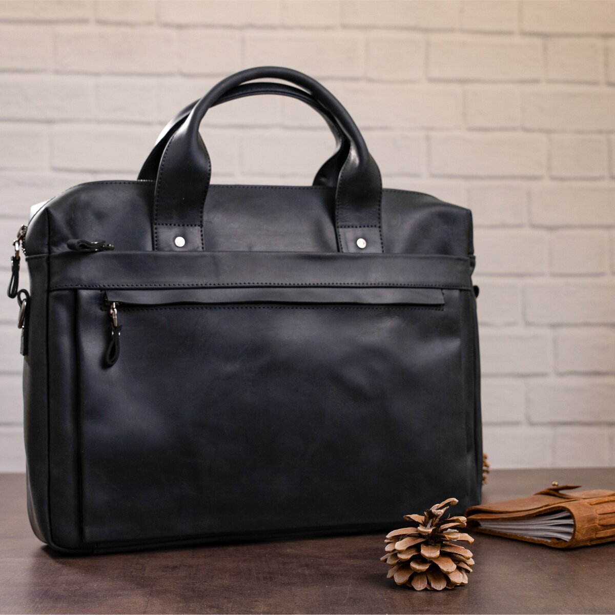 Laptop Bag SHVIGEL 11035 Black Genuine Leather with Stylish Design