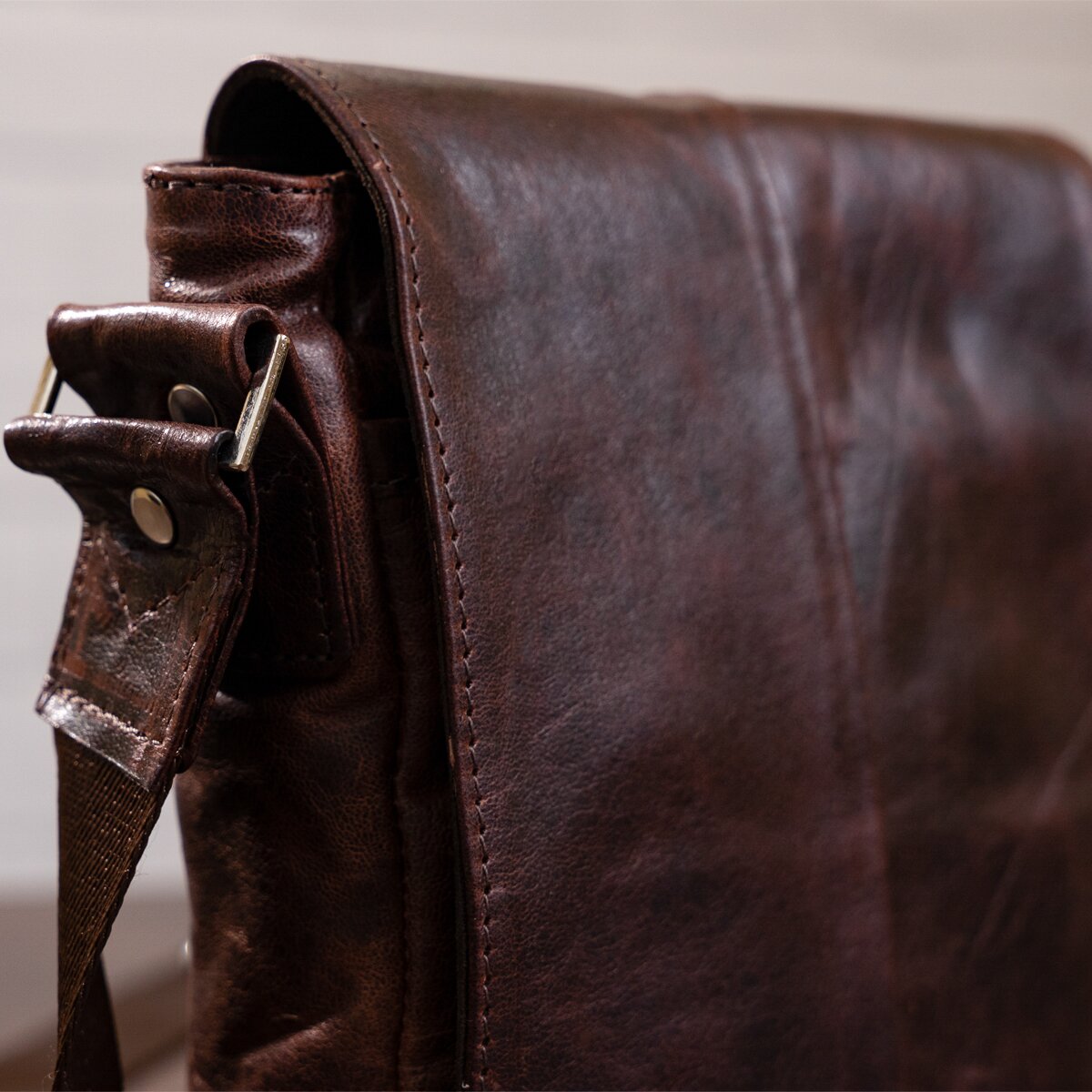 Leather Bag SHVIGEL 11042 Brown Genuine Leather Made in Ukraine