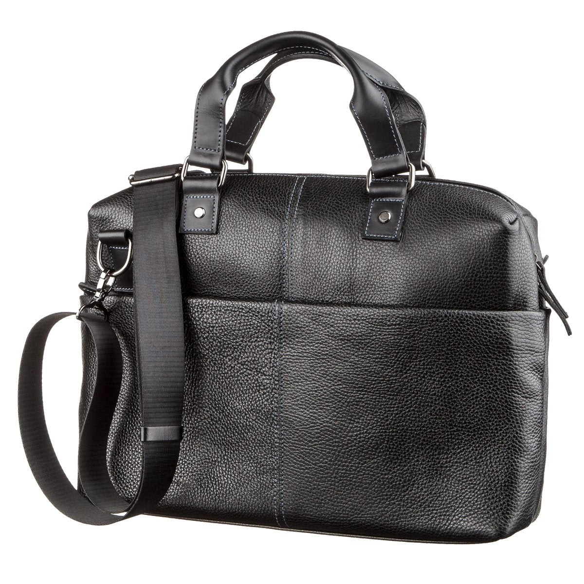 Leather Laptop Bag SHVIGEL 11243 Black Natural Leather Handmade Design