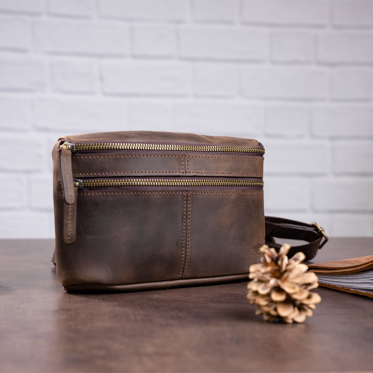 Men's Leather Bag SHVIGEL 11094 Brown Natural Leather High-Quality Craftsmanship