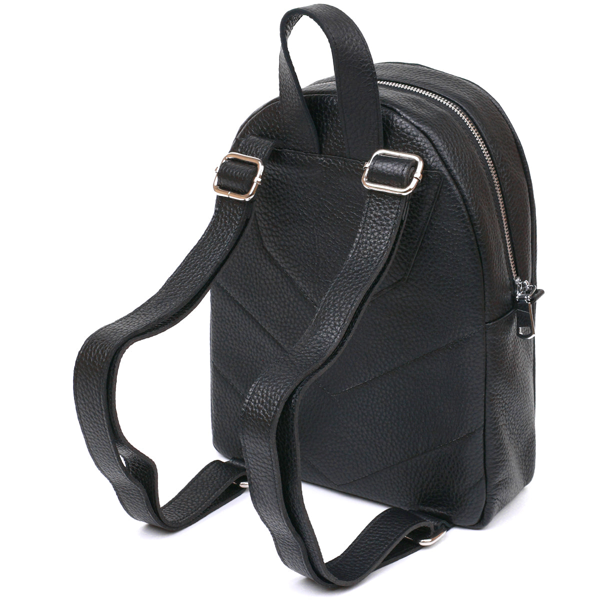 Compact Women's Backpack SHVIGEL 16317 Natural Leather Black Color Stylish Design