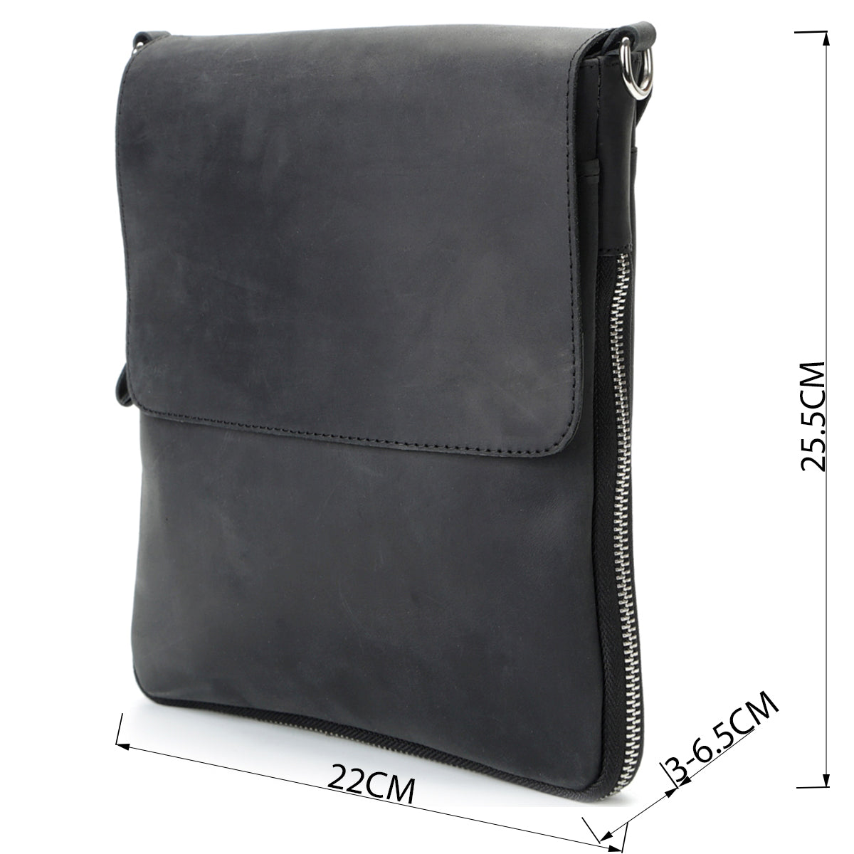 Vintage Leather Bag SHVIGEL 11017 Black Natural Leather Handmade in Ukraine
