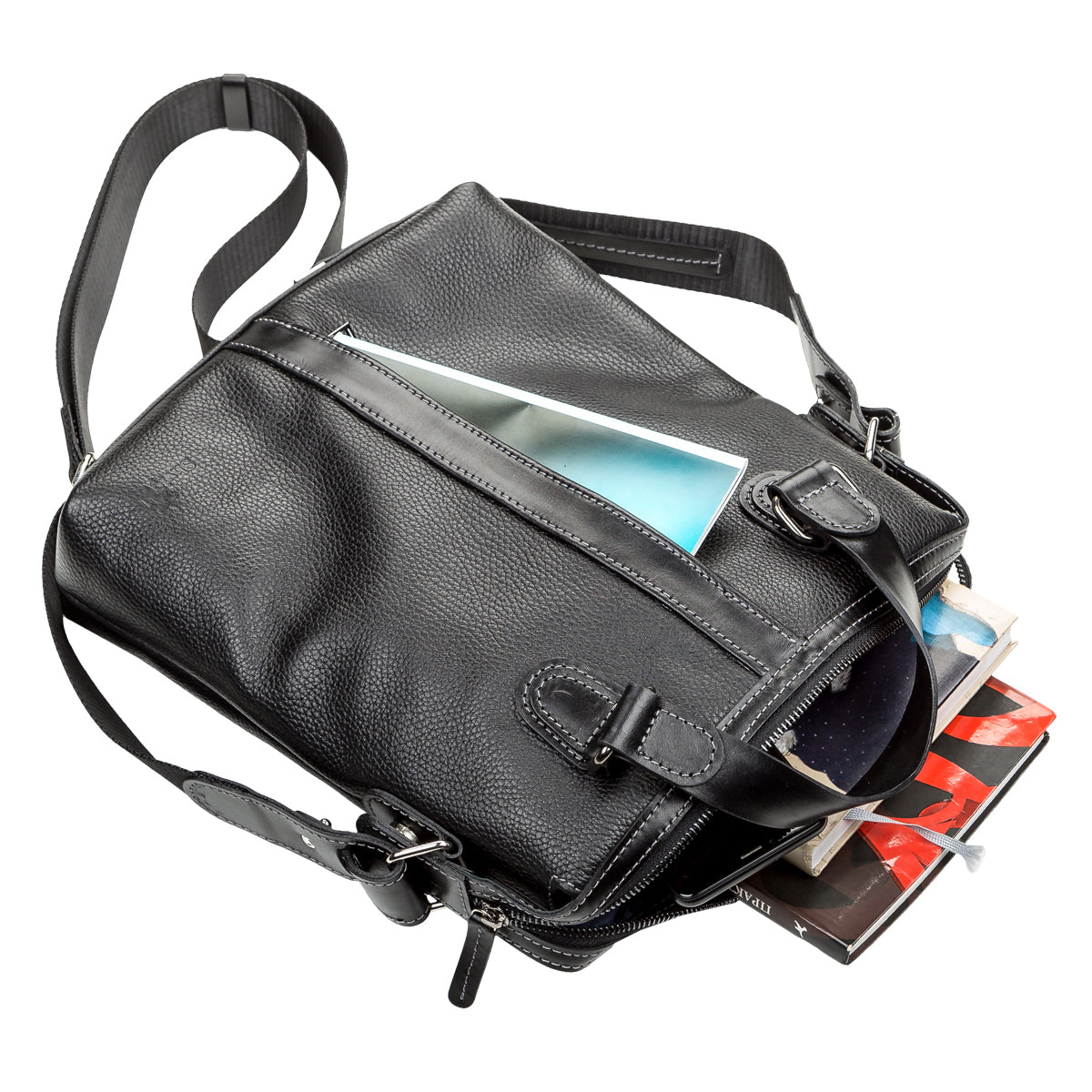 Leather Men's Bag SHVIGEL 11114 Black Natural Leather Stylish Design