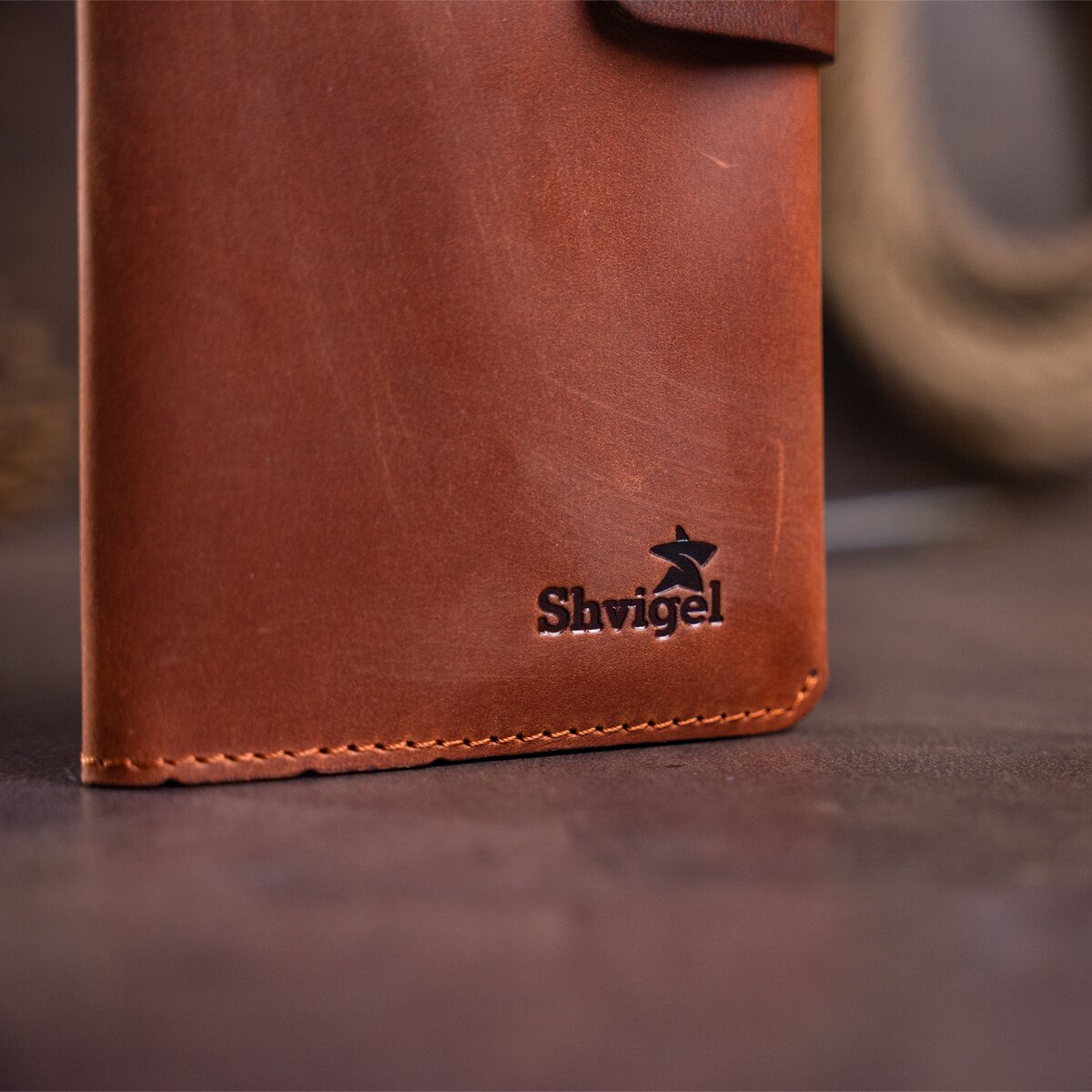 Men's Vintage Leather Wallet SHVIGEL 16208 Brown Genuine Leather Design