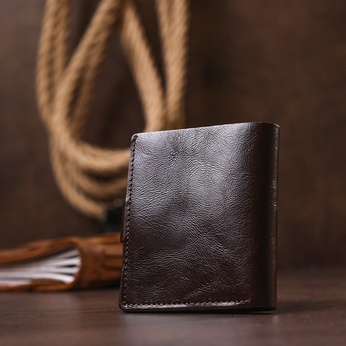 Stylish Leather Wallet for Men SHVIGEL 16485 Brown Natural Leather Ukrainian Craftsmanship