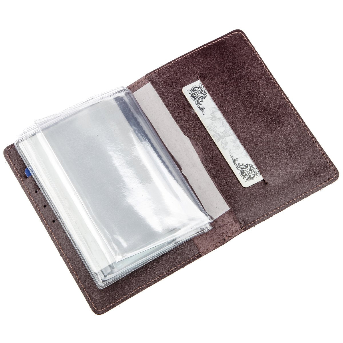 Large Driver Document Cover SHVIGEL 13986 Brown Natural Leather Wallet