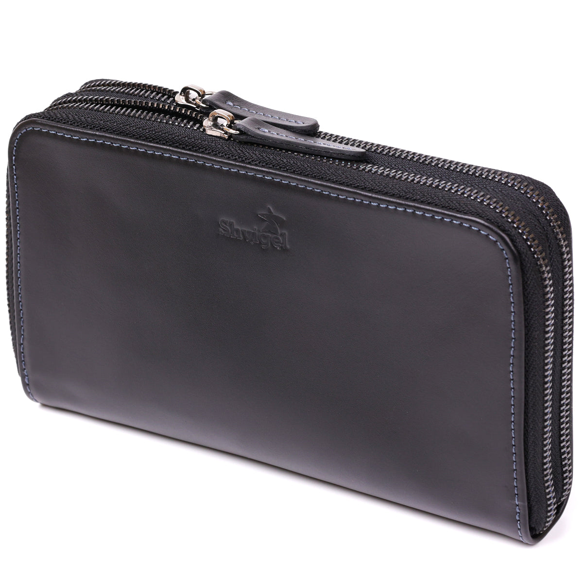 Men's Leather Clutch SHVIGEL 11082 Black Crafted from Natural Leather - Ukraine Made