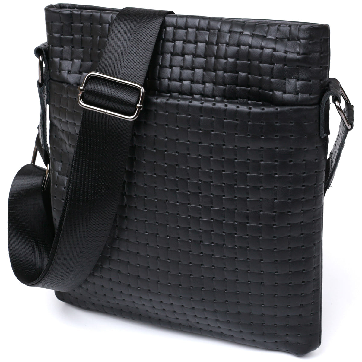Leather Crossbody Bag for Men SHVIGEL 11600 Black Genuine Leather Quality