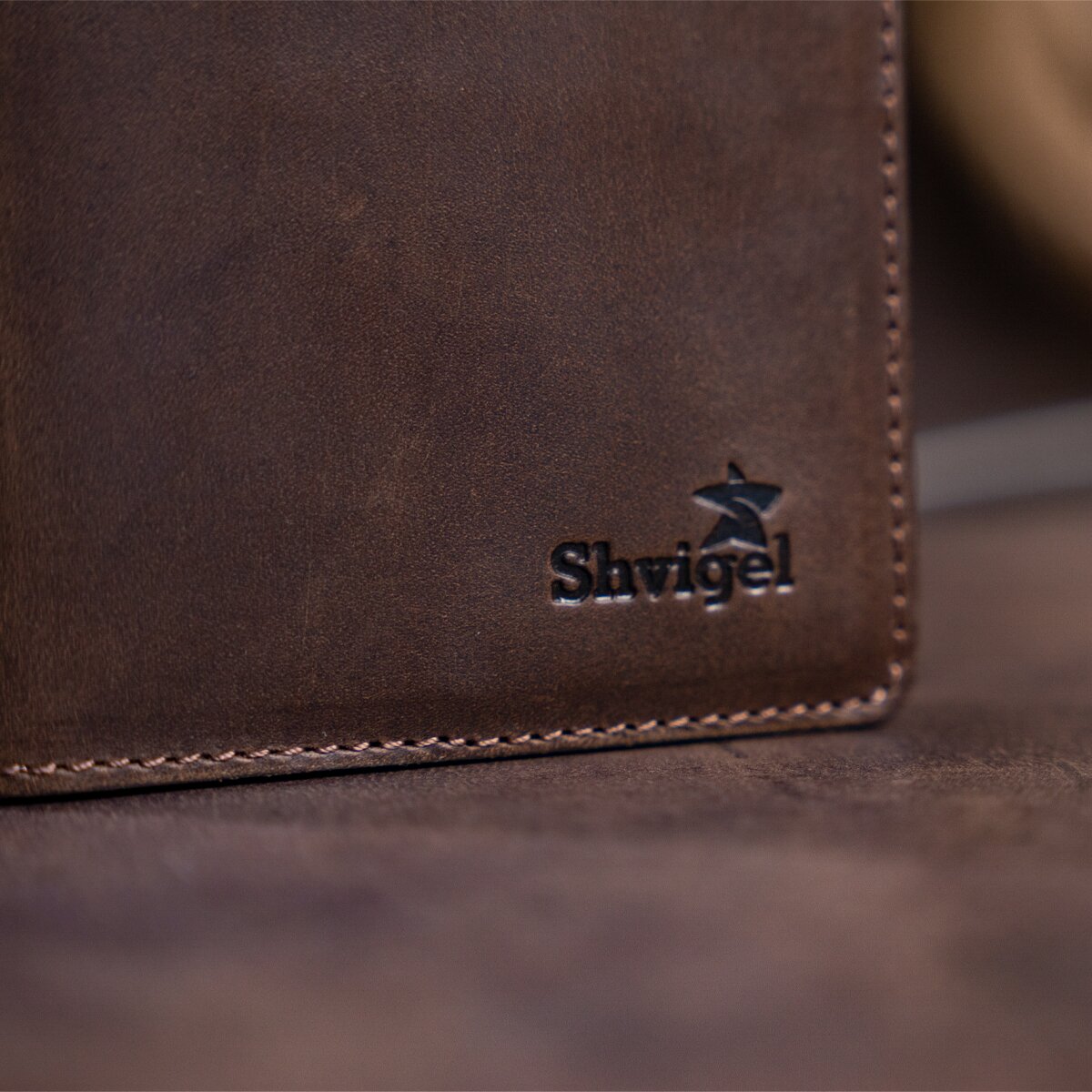 Vertical Men's Wallet SHVIGEL 16198 Brown Matte Genuine Leather Made in Ukraine