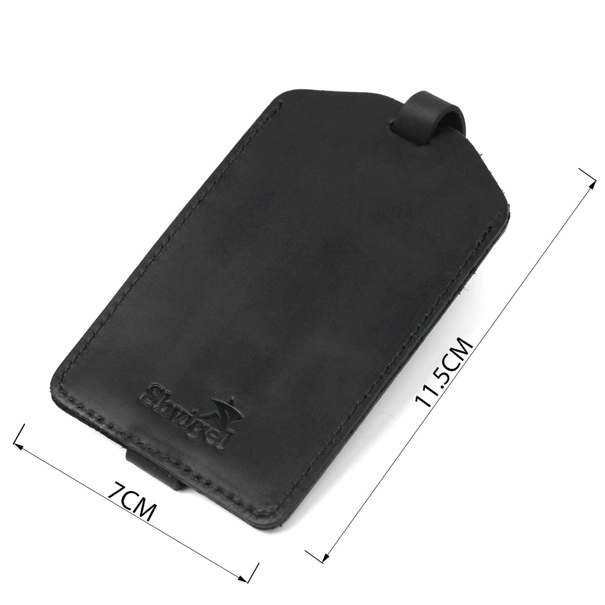 Leather Luggage Tag SHVIGEL 16554 Black Genuine Leather Made in Ukraine