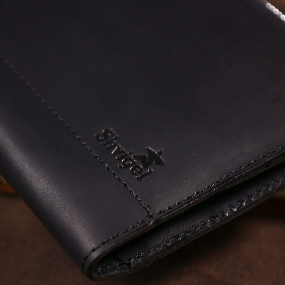 Leather Clutch SHVIGEL 16191 Matte Black Genuine Leather Made in Ukraine