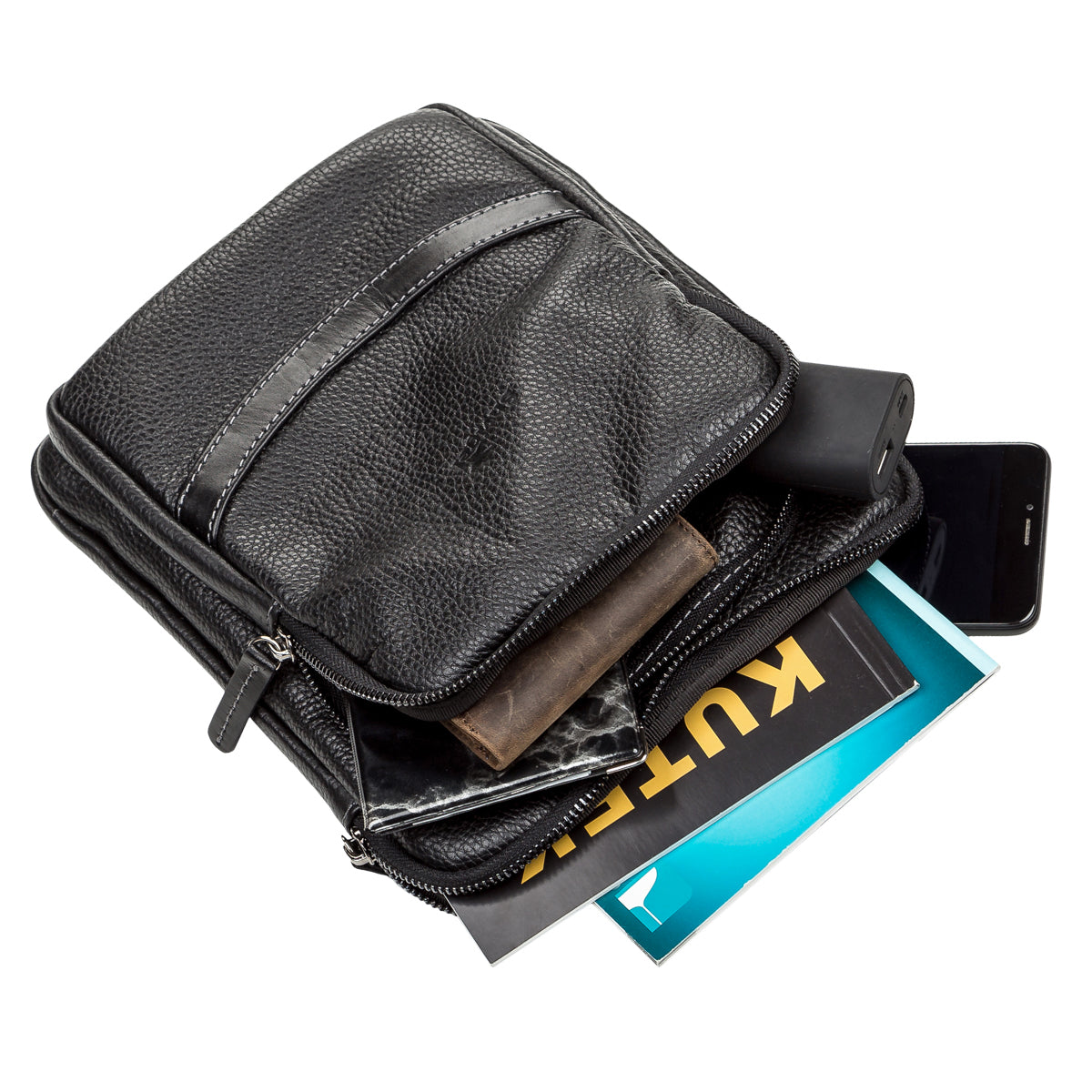 Men's Leather Bag SHVIGEL 11090 Genuine Black Leather Durable Design