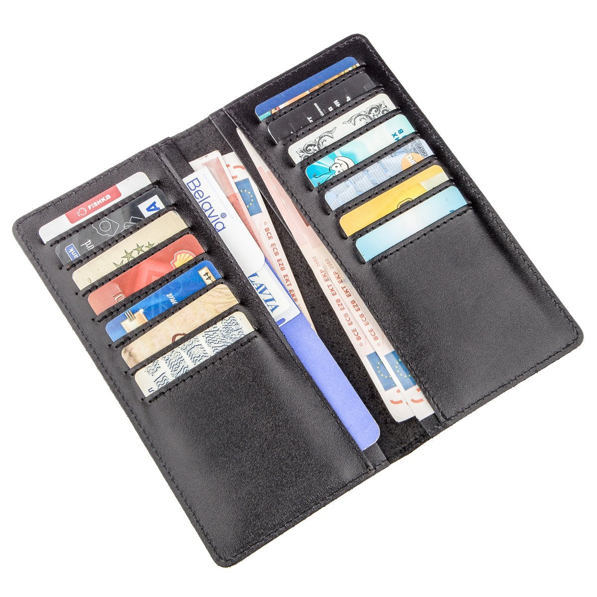 Vertical Leather Wallet SHVIGEL 13991 Black Genuine Leather with Slim Design