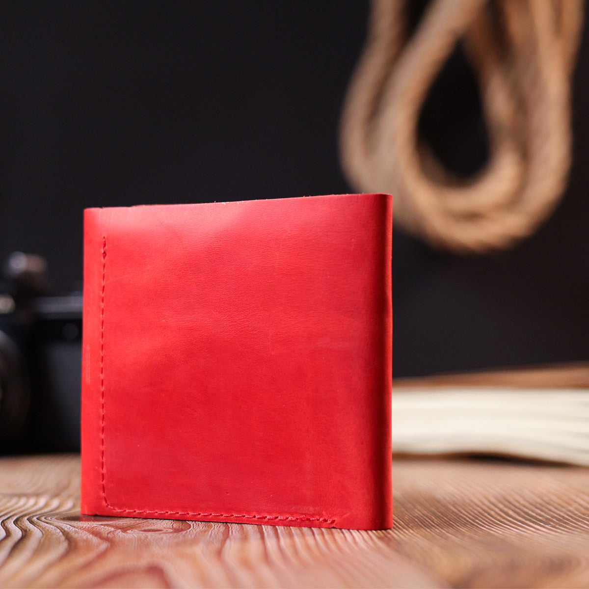 Vintage Leather Wallet for Women by SHVIGEL 16614 in Red - Handmade in Ukraine
