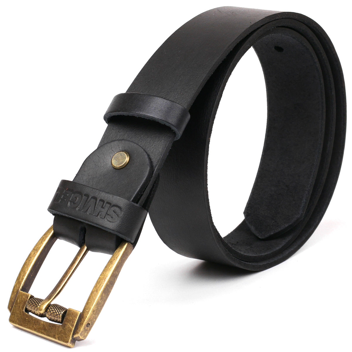 Leather Belt SHVIGEL 00001 Black Genuine Leather Made in Ukraine