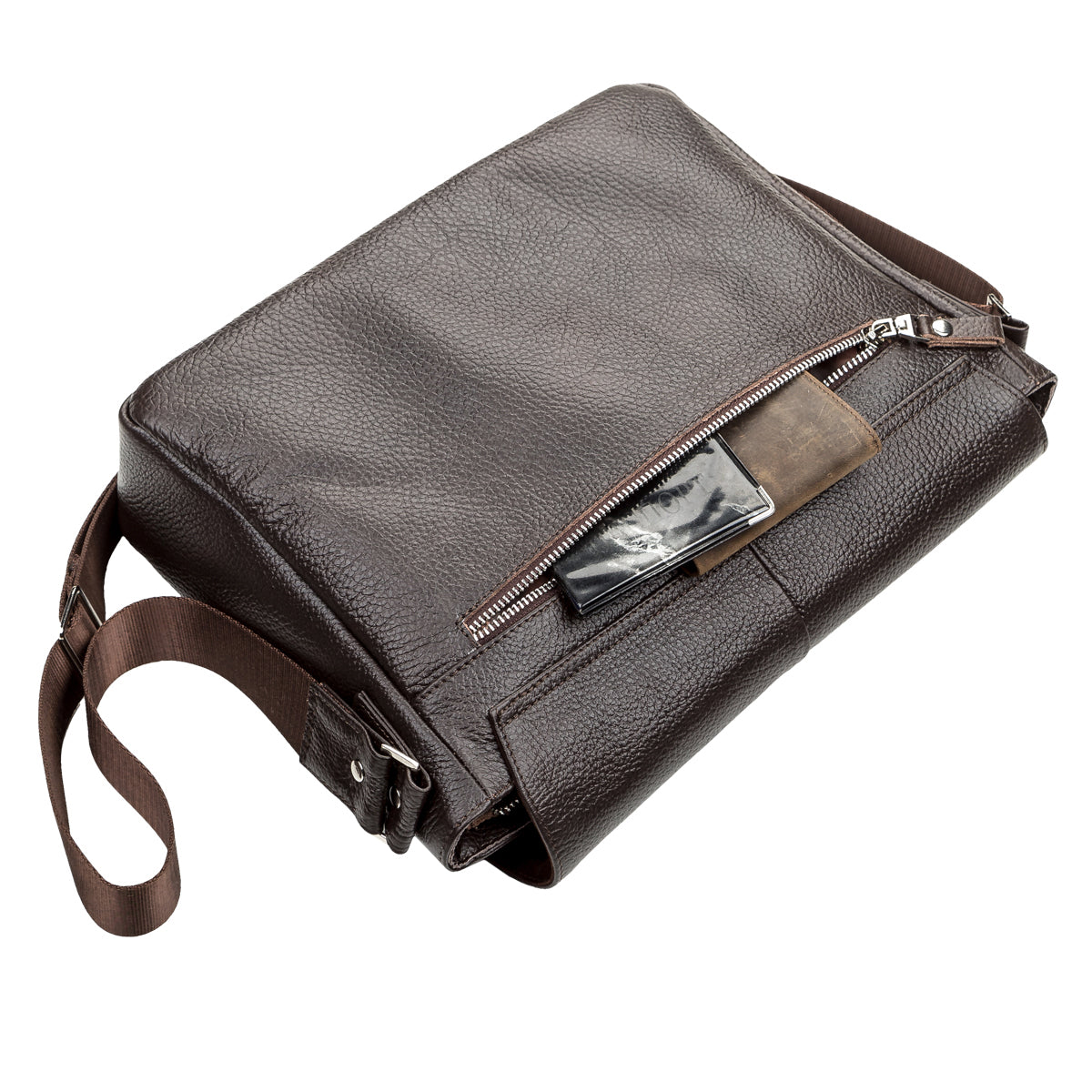Leather Bag SHVIGEL 00798 Brown, Made in Ukraine, Genuine Leather Material