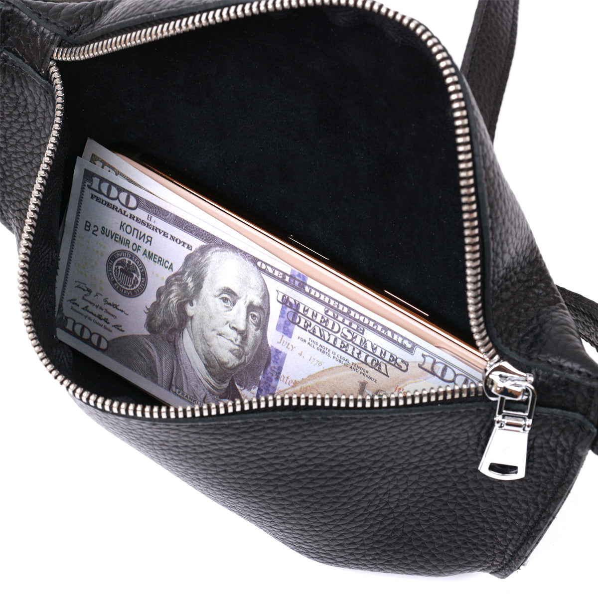Leather Women's Banana Bag SHVIGEL 16373 Black Genuine Leather Durable Design