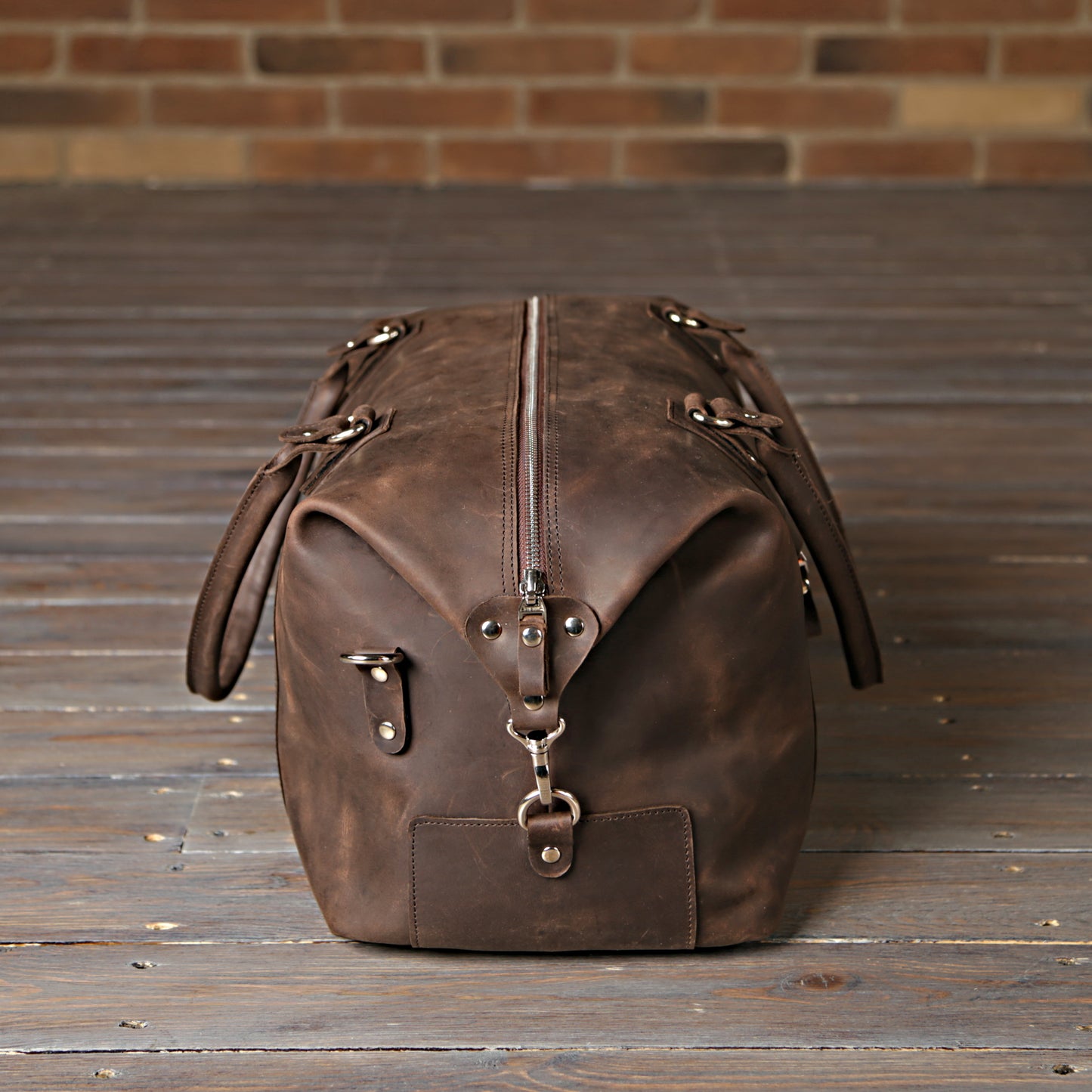 Travel Bag SHVIGEL 11019 Brown Natural Leather Handmade in Ukraine