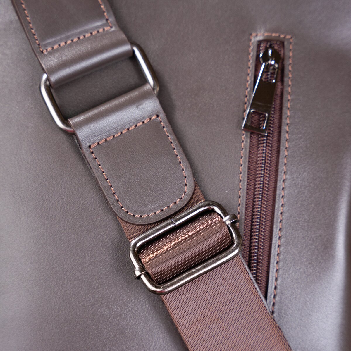 Men's Leather Bag SHVIGEL 11100 Brown Natural Leather Handcrafted in Ukraine