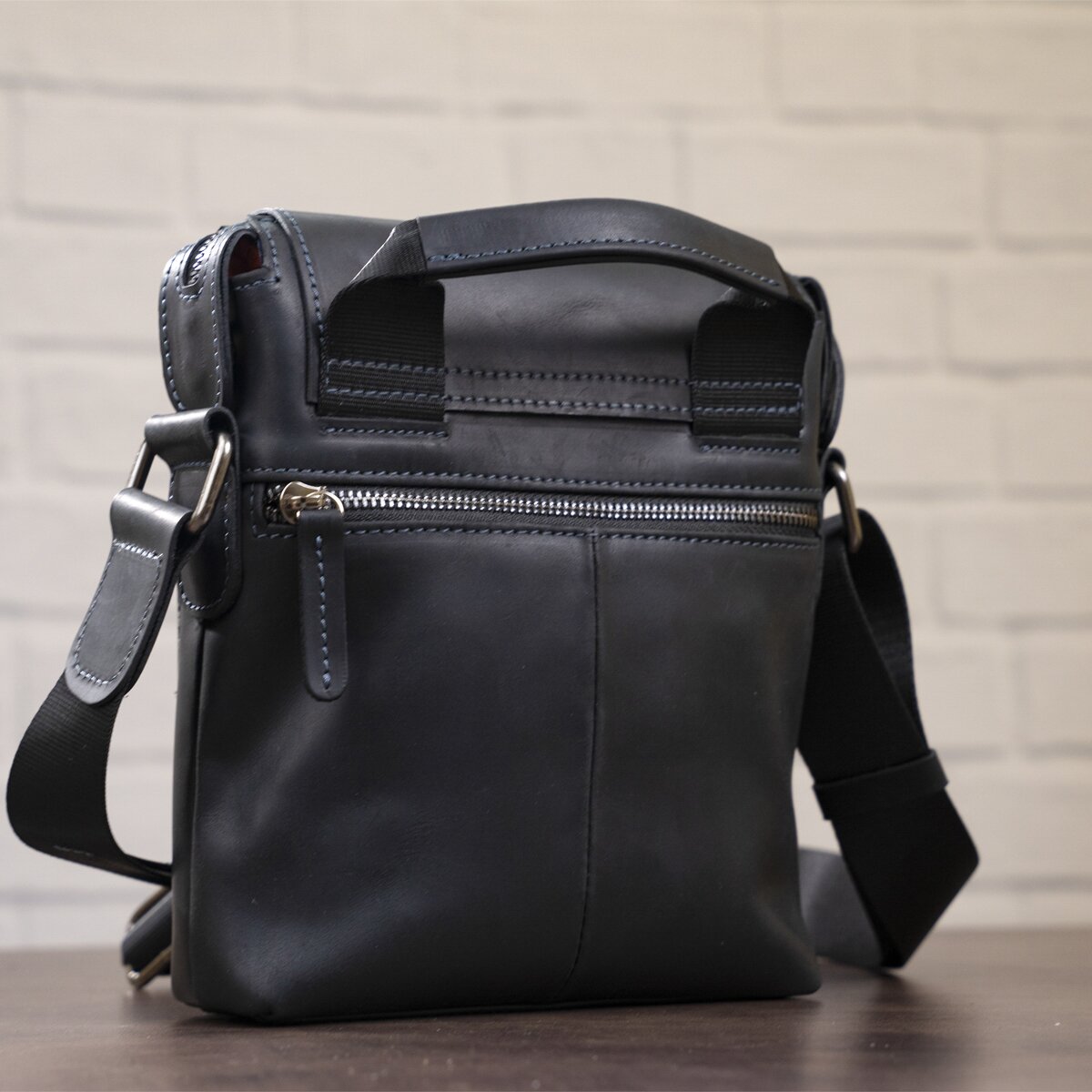 Men's Matte Leather Bag SHVIGEL 11173 Black Natural Leather Stylish Design