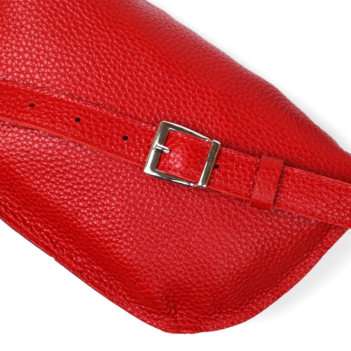 Women's Genuine Leather Belt Bag by SHVIGEL, Article 16372, Red Color, Made in Ukraine
