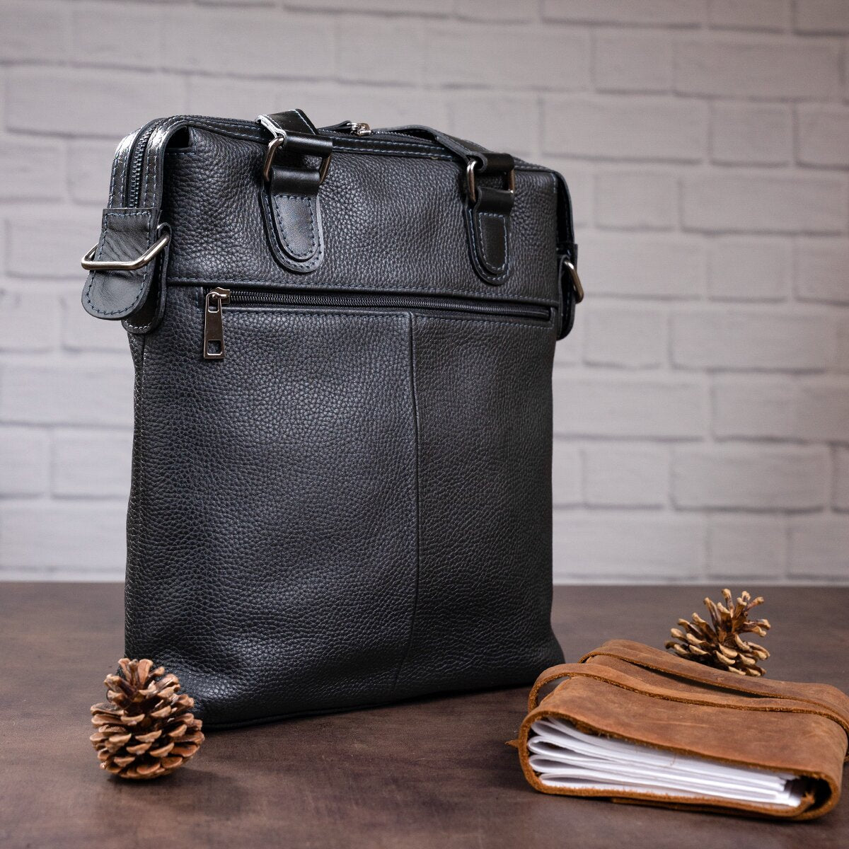 Leather Men's Bag SHVIGEL 11114 Black Natural Leather Stylish Design