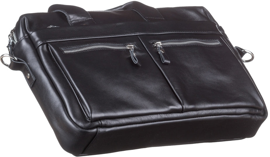 Laptop Bag SHVIGEL 11041 Black Genuine Leather Handmade in Ukraine