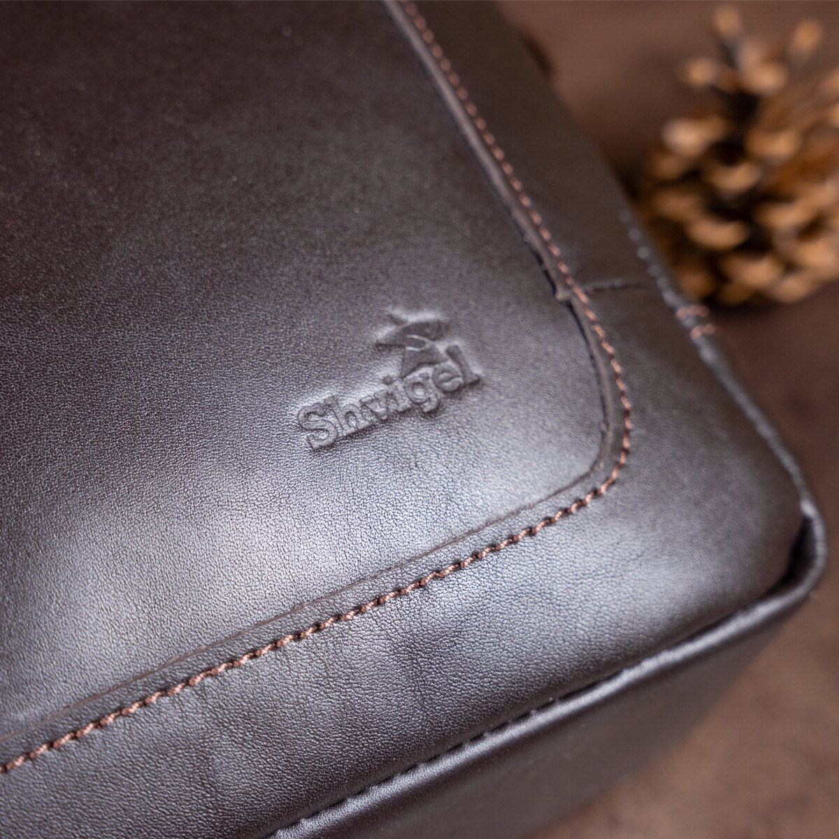 Leather Business Men's Shoulder Bag SHVIGEL 11251 Brown Genuine Leather Material