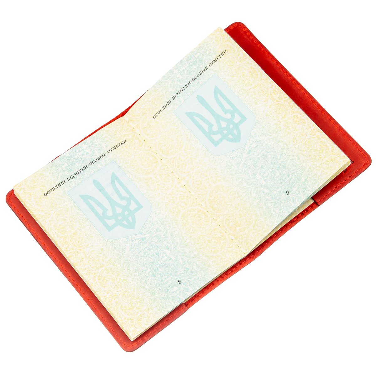 Leather Passport Cover SHVIGEL 13959 Crazy Red - Handmade from Natural Leather