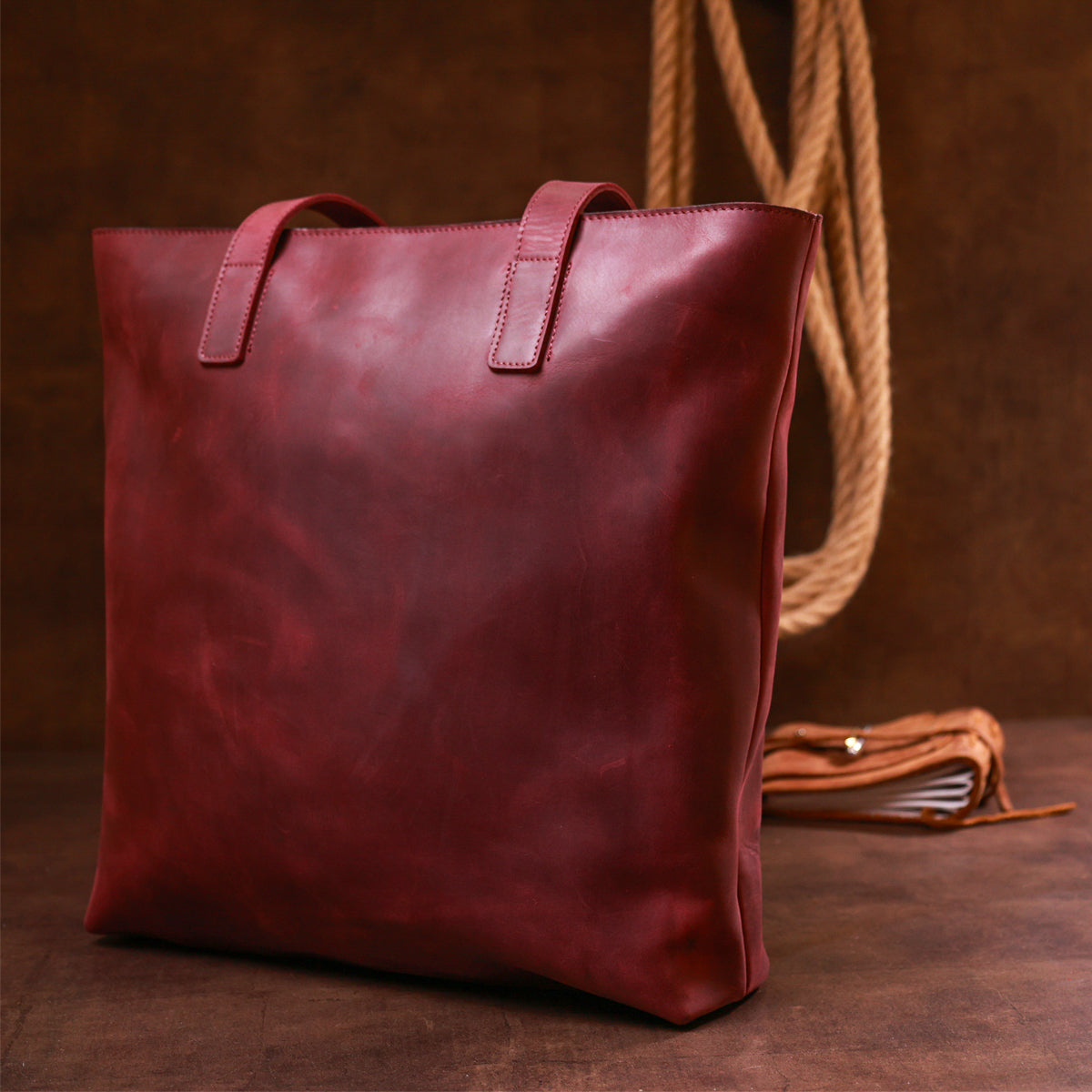 Vintage Women's Shopper Bag SHVIGEL 16350 Burgundy - Genuine Leather from Ukraine