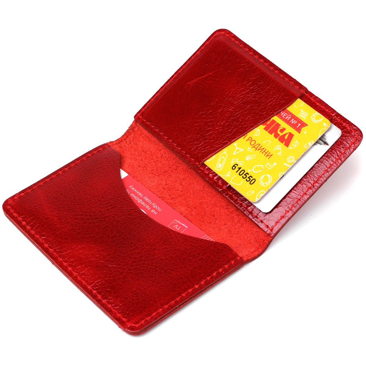 Stylish SHVIGEL Business Card Holder 00116 Red Genuine Leather for Visitation Cards