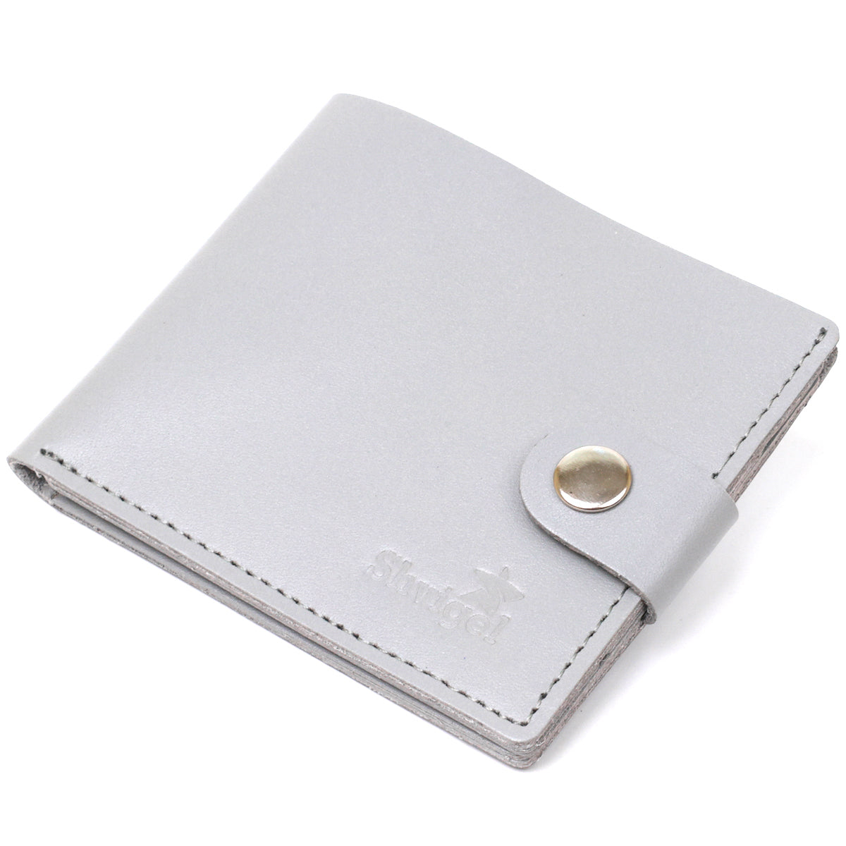 Classic Leather Wallet SHVIGEL 16472 Gray Natural Leather Made in Ukraine