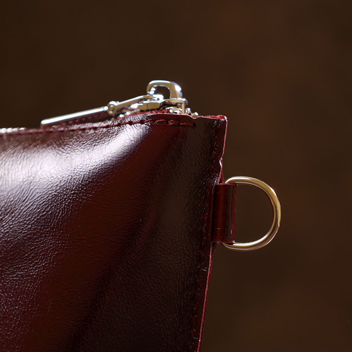 Leather Cosmetic Bag for Women SHVIGEL 16412 Burgundy Natural Leather Premium Quality