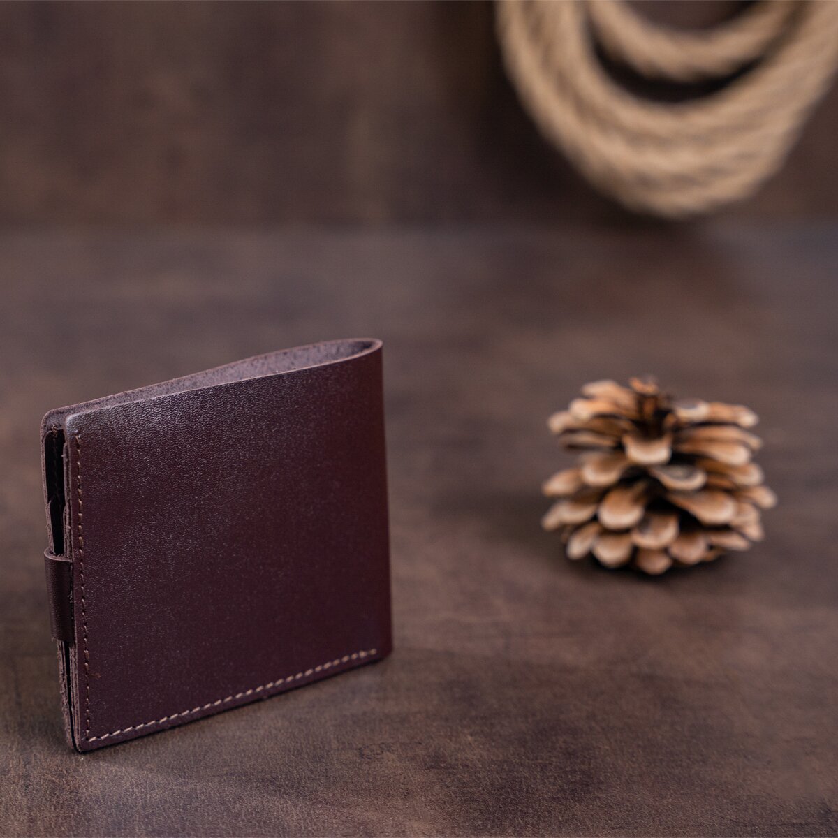 Men's Leather Wallet with Coin Pocket SHVIGEL 16213 Brown Natural Leather Made in Ukraine
