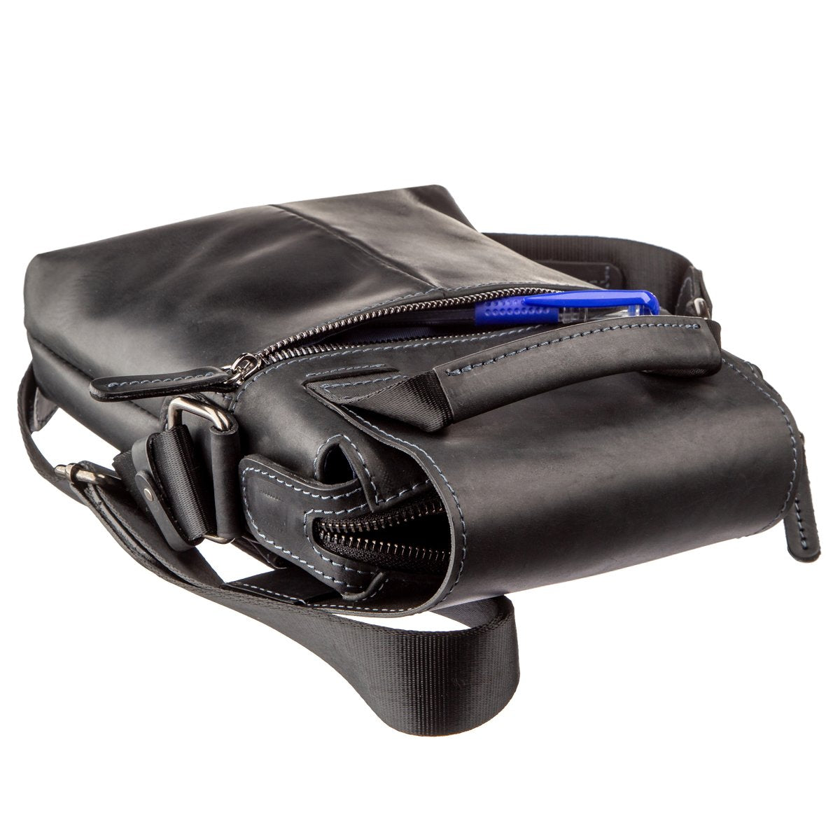 Men's Matte Leather Bag SHVIGEL 11173 Black Natural Leather Stylish Design