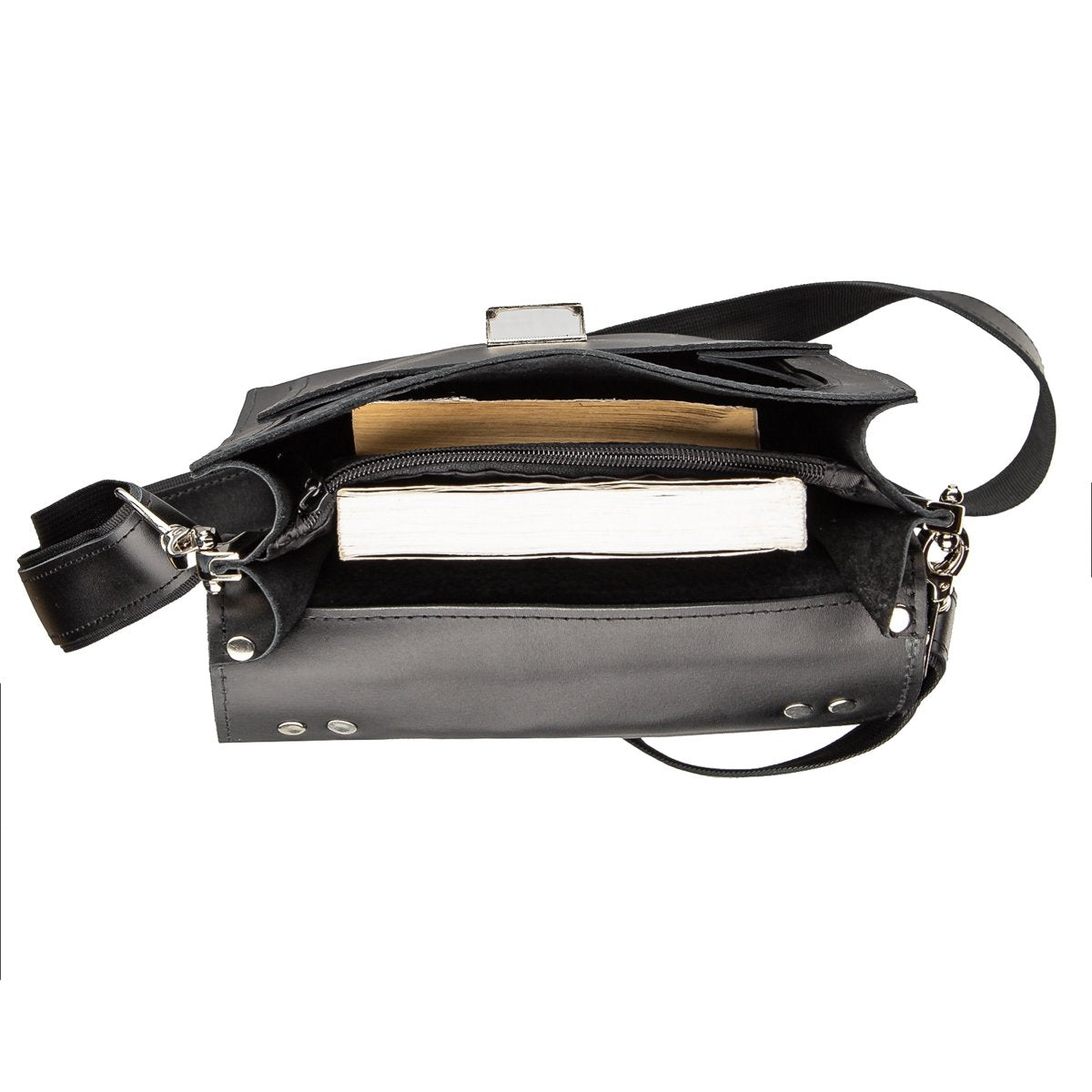 Vertical Leather Shoulder Bag SHVIGEL 11176 Black Natural Leather Design