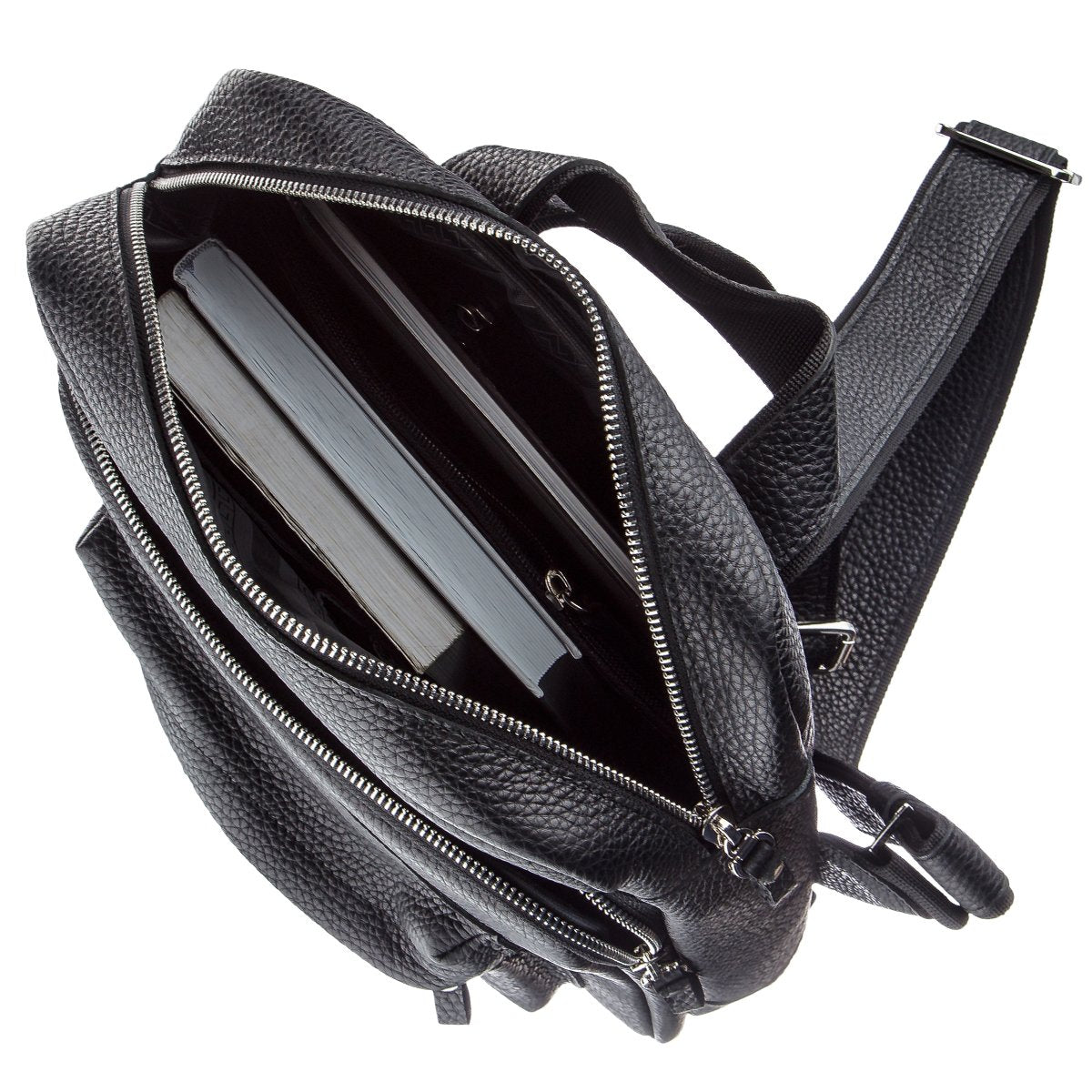 Leather Backpack SHVIGEL 11185 Black Crafted from Genuine Leather, Ukraine Made