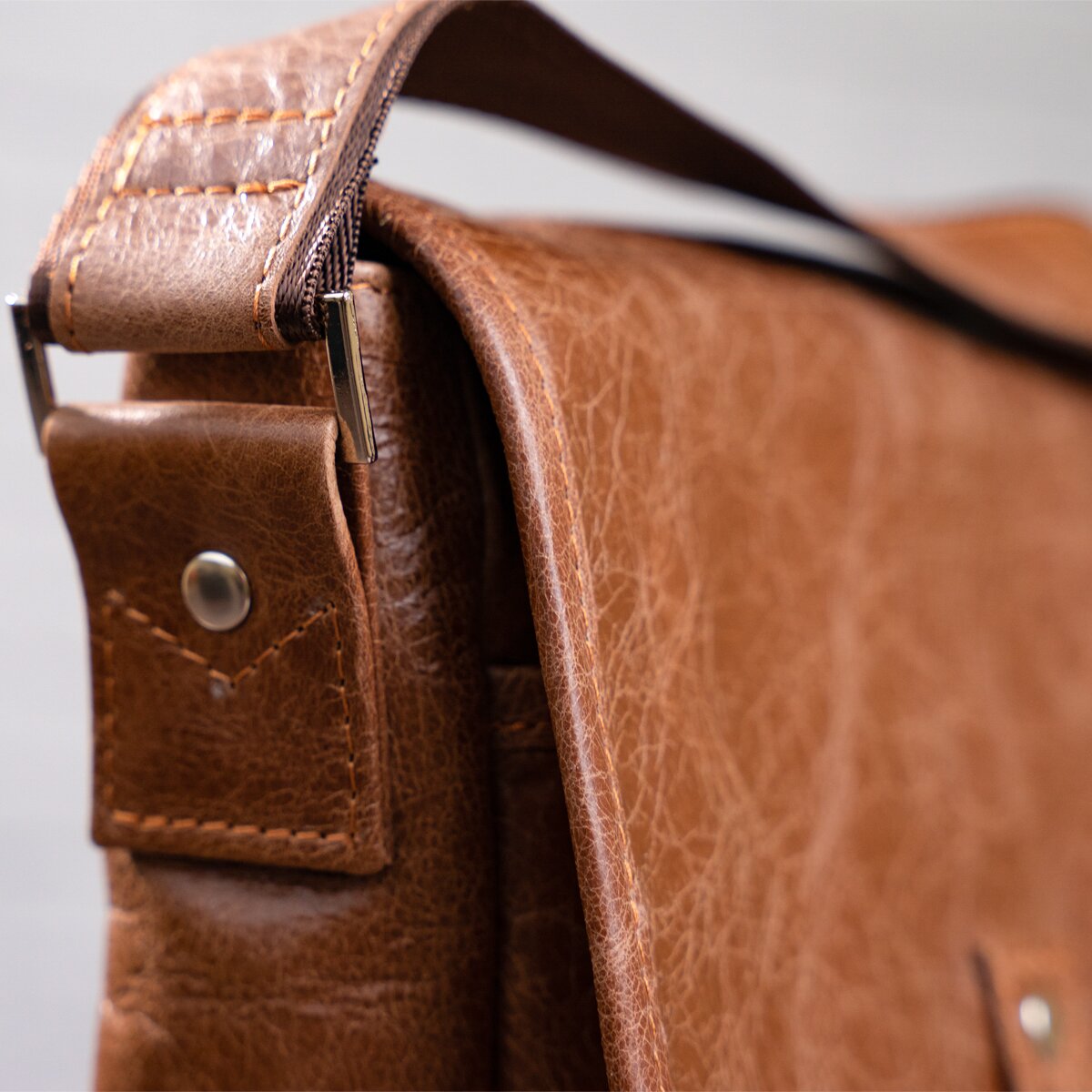 Leather Bag SHVIGEL 00918 Brown Genuine Cowhide Handmade in Ukraine