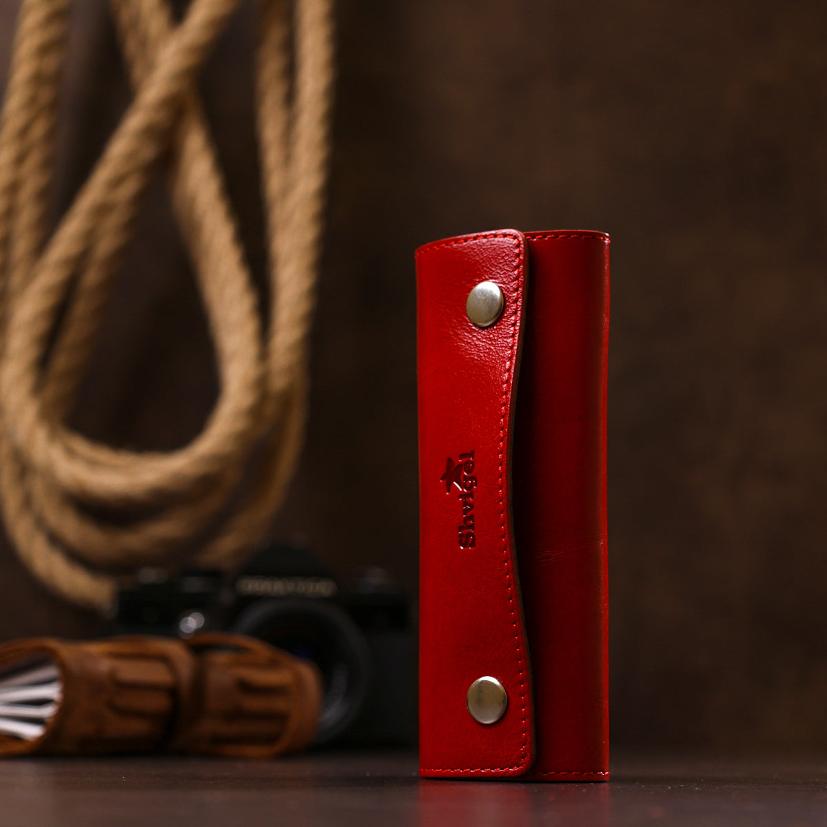Stylish Women's Leather Key Holder SHVIGEL 16530 Red Genuine Leather for Keys