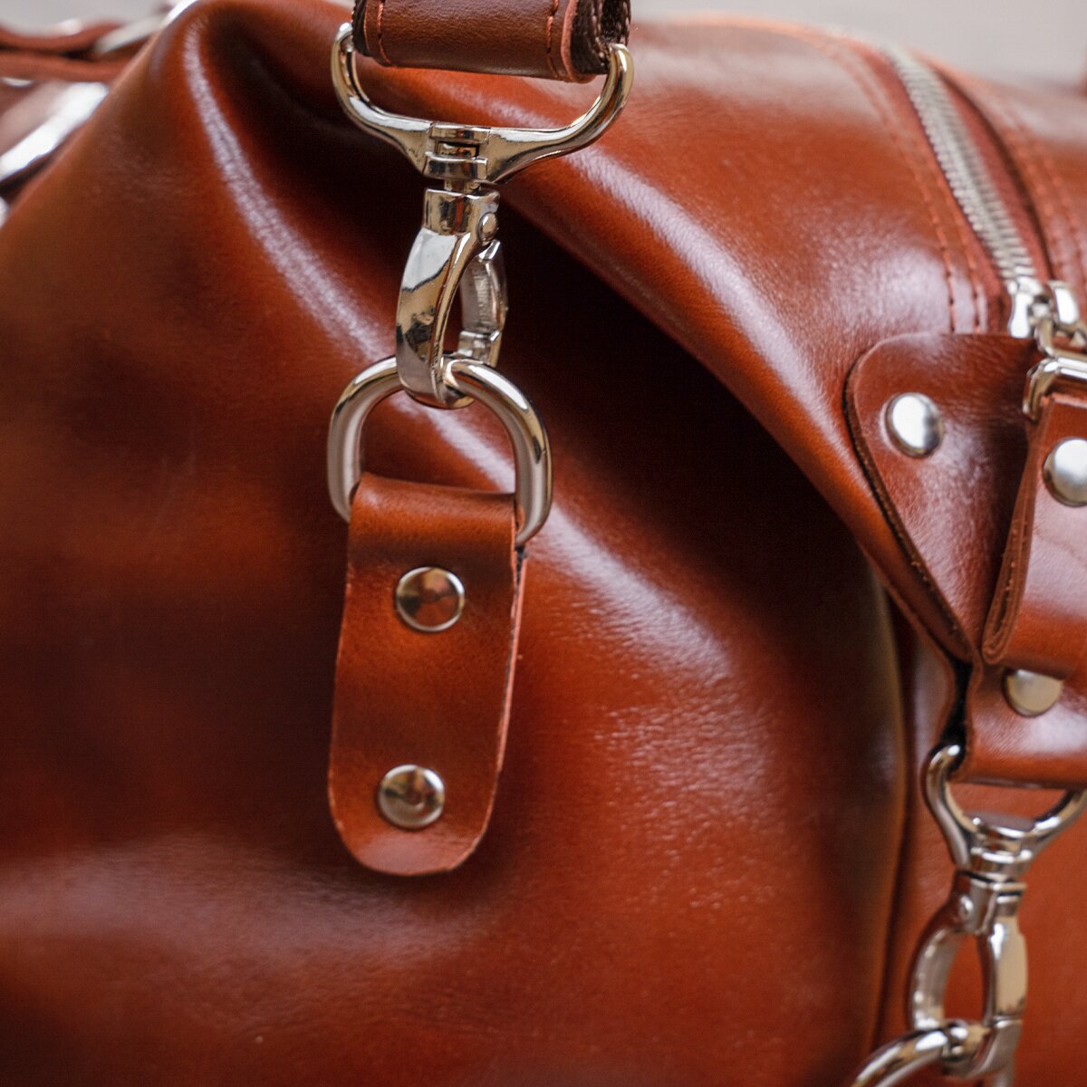 Travel Bag SHVIGEL 00882 in Ruda Color - Handmade from Natural Leather, Ukraine